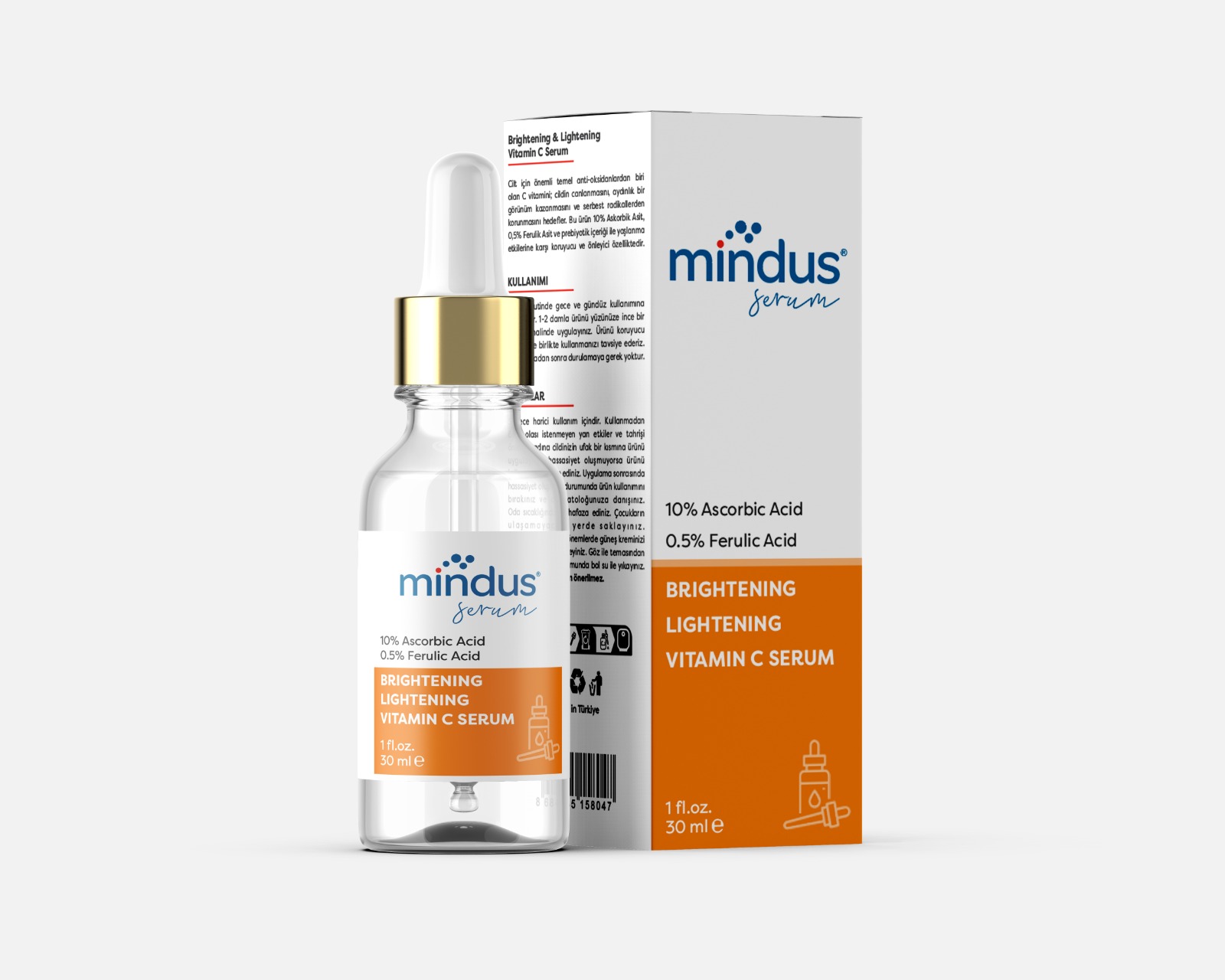 mindus C Vitamini Aydınlatıcı Ve Ton Eşitleyici Bakım Serumu 30 ml (Ascorbic Acid 10% & Ferulic Acid 0,5%)